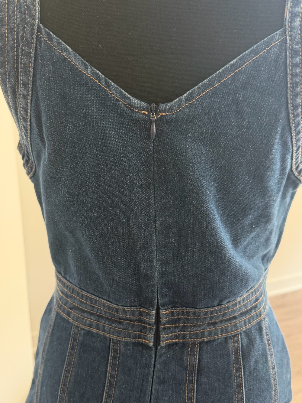 Joie Dark Blue Denim Pinafore Dress - Picture 6 of 8